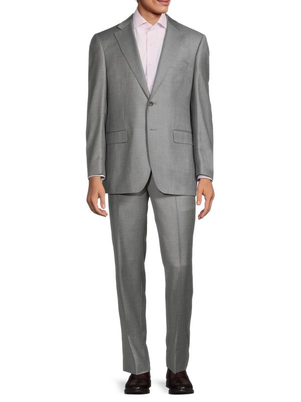 Saks Fifth Avenue ?Classic Fit Crosshatch Wool Suit